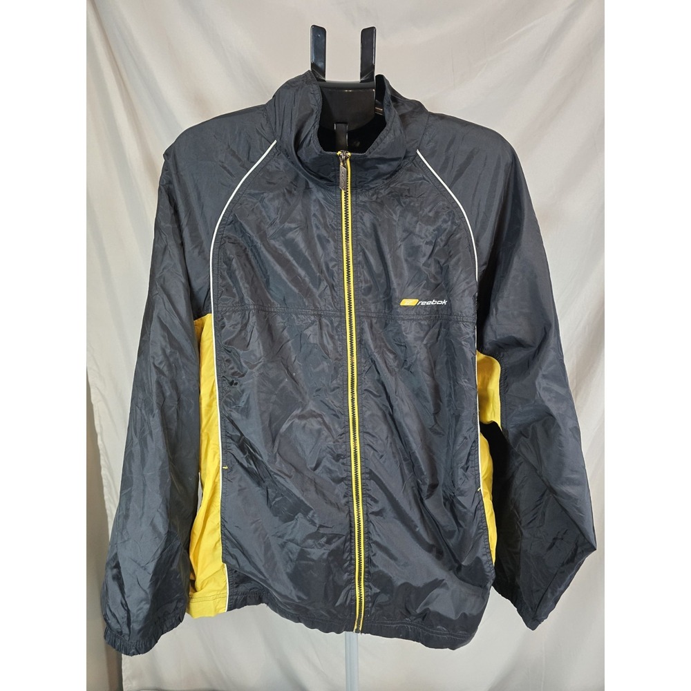 Vintage Reebok Windbreaker Jacket Men Sz XL Colorblock Full Zip Logo Sleeve